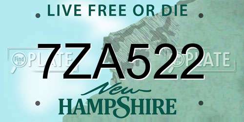 7ZA522 New Hampshire License Plate