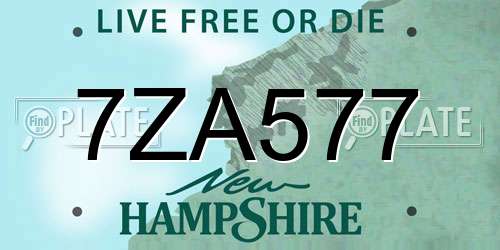 7ZA577 New Hampshire License Plate