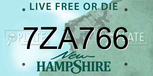 7ZA766 New Hampshire License Plate