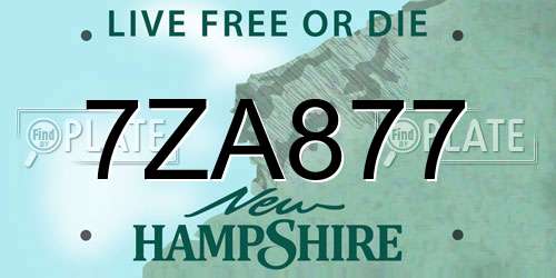 7ZA877 New Hampshire License Plate