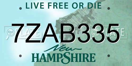 7ZAB335 New Hampshire License Plate