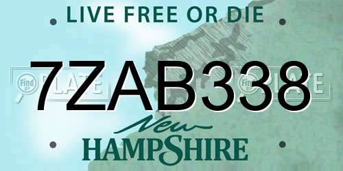 7ZAB338 New Hampshire License Plate