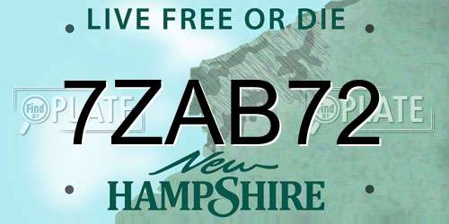 7ZAB72 New Hampshire License Plate