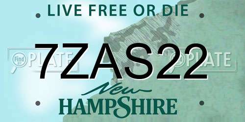 7ZAS22 New Hampshire License Plate