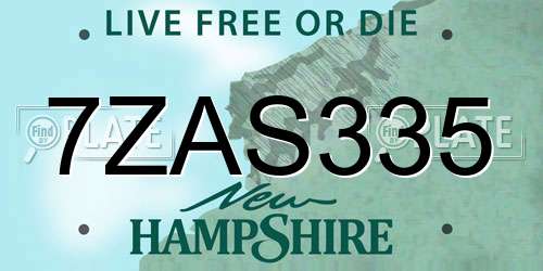 7ZAS335 New Hampshire License Plate