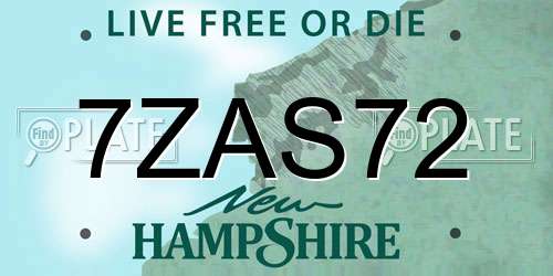 7ZAS72 New Hampshire License Plate