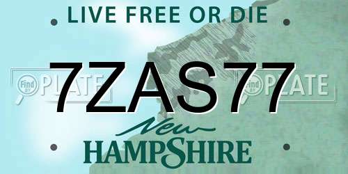 7ZAS77 New Hampshire License Plate