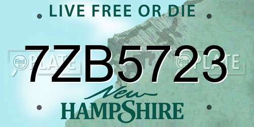 7ZB5723 New Hampshire License Plate