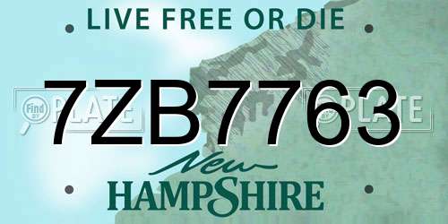 7ZB7763 New Hampshire License Plate