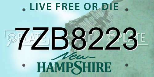 7ZB8223 New Hampshire License Plate