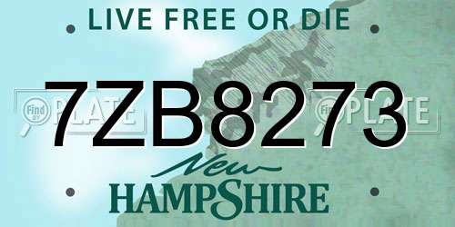 7ZB8273 New Hampshire License Plate