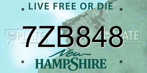 7ZB848 New Hampshire License Plate
