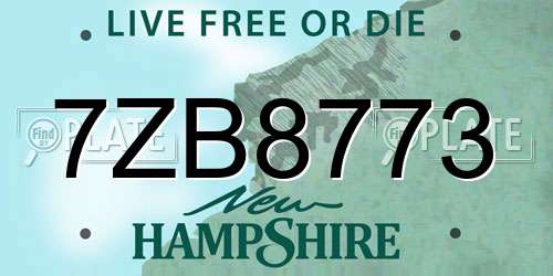 7ZB8773 New Hampshire License Plate