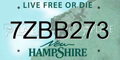 7ZBB273 New Hampshire License Plate
