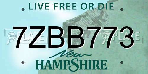 7ZBB773 New Hampshire License Plate