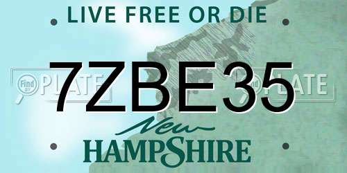7ZBE35 New Hampshire License Plate