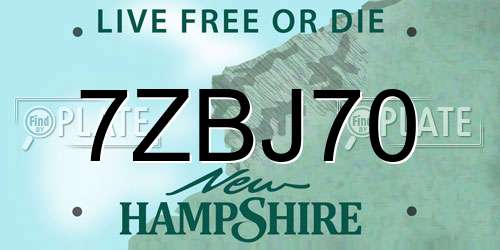 7ZBJ70 New Hampshire License Plate