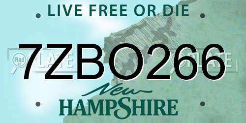 7ZBO266 New Hampshire License Plate