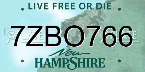 7ZBO766 New Hampshire License Plate