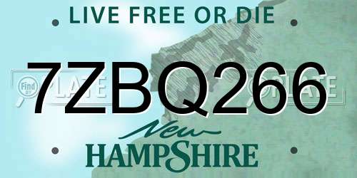 7ZBQ266 New Hampshire License Plate