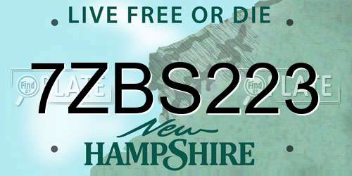 7ZBS223 New Hampshire License Plate
