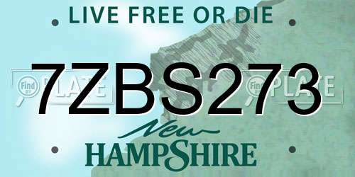 7ZBS273 New Hampshire License Plate