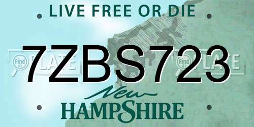 7ZBS723 New Hampshire License Plate