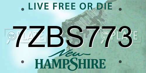 7ZBS773 New Hampshire License Plate