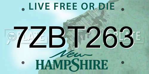 7ZBT263 New Hampshire License Plate