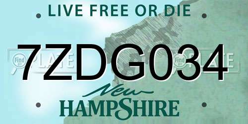 7ZDG034 New Hampshire License Plate