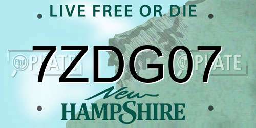 7ZDG07 New Hampshire License Plate
