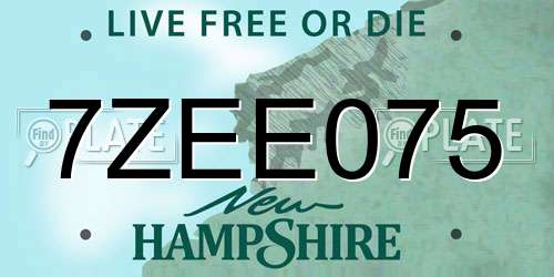 7ZEE075 New Hampshire License Plate
