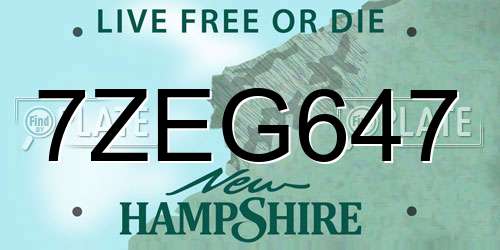 7ZEG647 New Hampshire License Plate