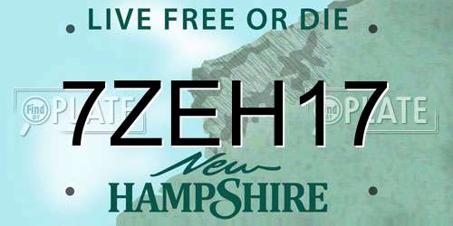 7ZEH17 New Hampshire License Plate