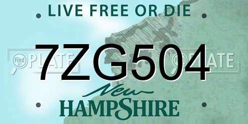 7ZG504 New Hampshire License Plate