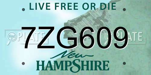 7ZG609 New Hampshire License Plate