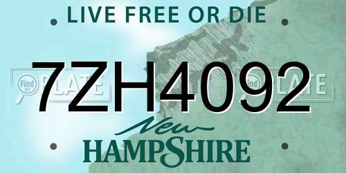 7ZH4092 New Hampshire License Plate