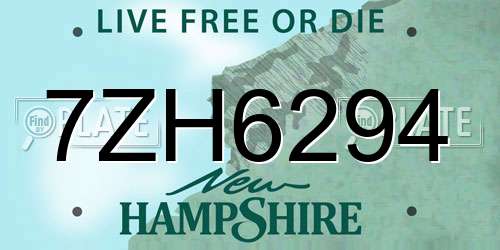 7ZH6294 New Hampshire License Plate