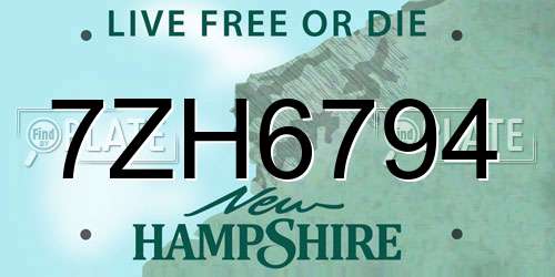 7ZH6794 New Hampshire License Plate