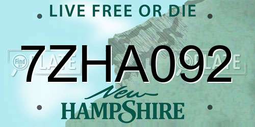 7ZHA092 New Hampshire License Plate
