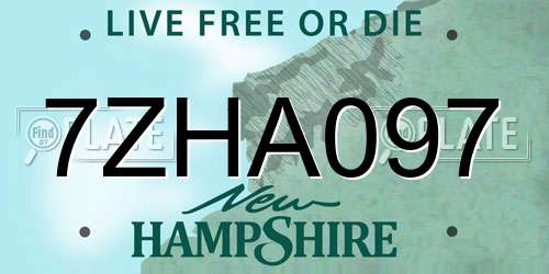 7ZHA097 New Hampshire License Plate