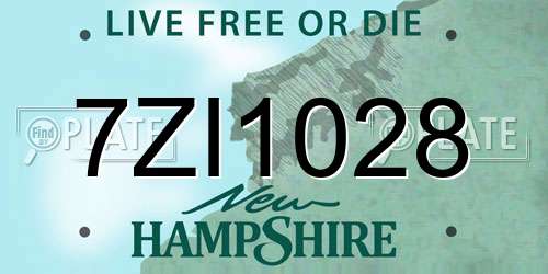 7ZI1028 New Hampshire License Plate