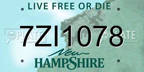 7ZI1078 New Hampshire License Plate
