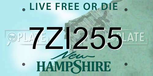 7ZI255 New Hampshire License Plate