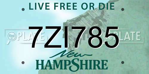 7ZI785 New Hampshire License Plate