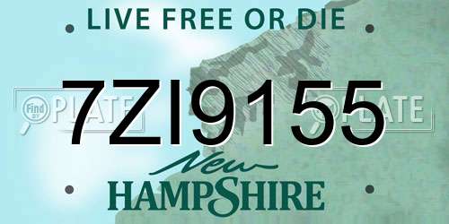 7ZI9155 New Hampshire License Plate
