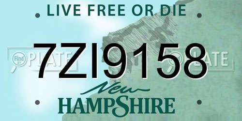 7ZI9158 New Hampshire License Plate