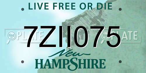 7ZII075 New Hampshire License Plate