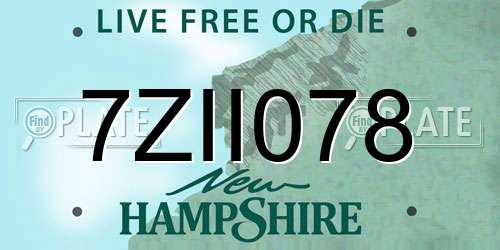 7ZII078 New Hampshire License Plate