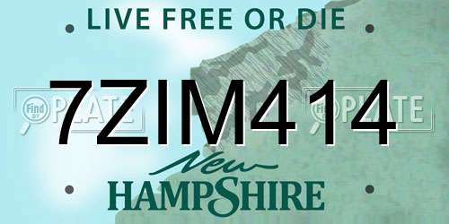 7ZIM414 New Hampshire License Plate